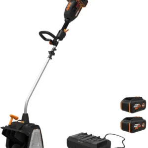 worx nitro 40v cordless snow thrower, 12 inch electric snow shovel with dual 4.0ah batteries & charger (black)