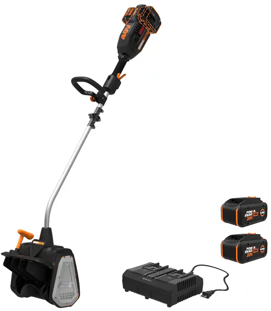worx nitro 40v cordless snow thrower, 12 inch electric snow shovel with dual 4.0ah batteries & charger (black) worx nitro 40v cordless snow thrower, 12 inch electric snow shovel with dual 4.0ah batteries & charger (black)