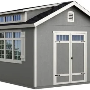 handy home products windemere 10×12 do it yourself wooden storage shed with floor, beige