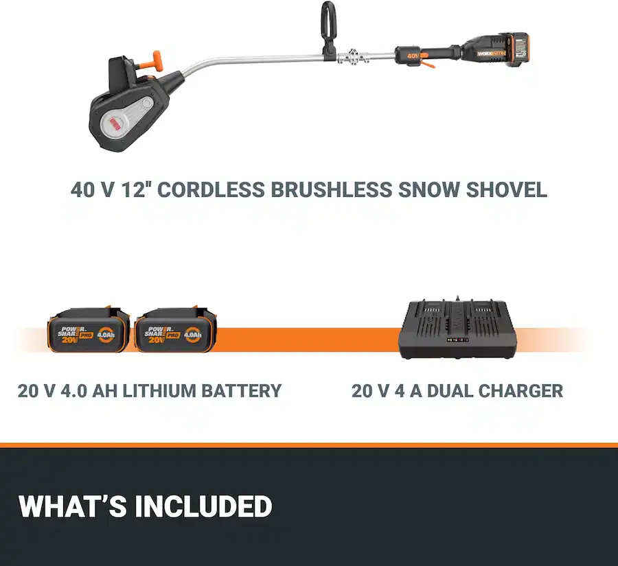 worx nitro 40v cordless snow thrower, 12 inch electric snow shovel with dual 4.0ah batteries & charger (black) worx nitro 40v cordless snow thrower, 12 inch electric snow shovel with dual 4.0ah batteries & charger (black)